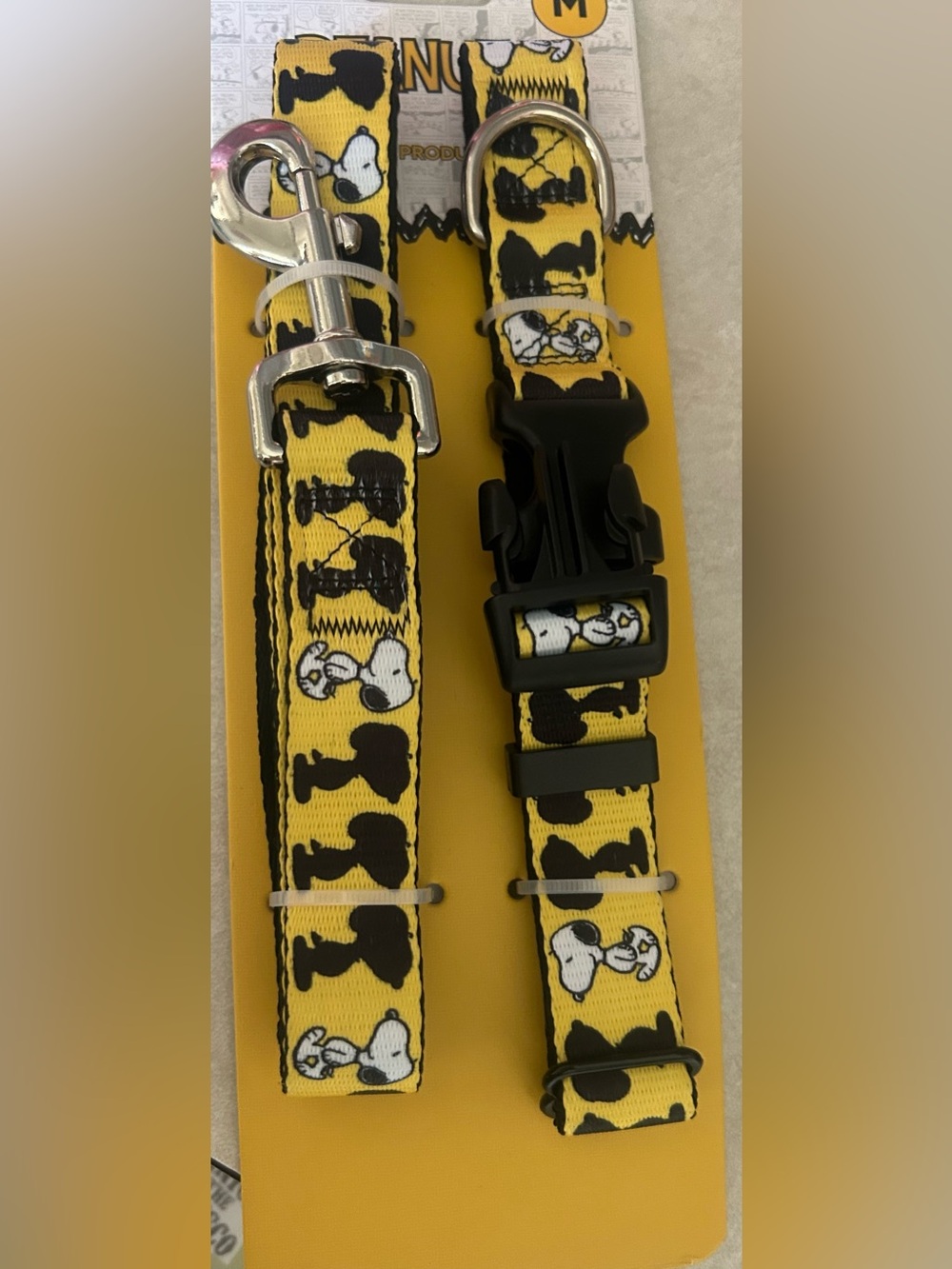 Yellow Snoopy Dog Collar Size Medium